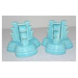 Vintage Fiesta pair of tripod candle holders,