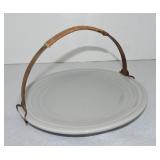 Vintage Fiesta 9' gray plate with metal handle