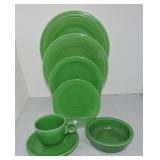 Vintage Fiesta 7 pc place setting, medium green