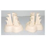 Vintage Fiesta pair of tripod candle holders,