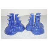 Vintage Fiesta pair of tripod candle holders,
