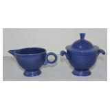Vintage Fiesta cream & sugar, cobalt