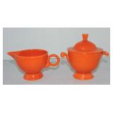 Vintage Fiesta cream & sugar, red