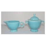 Vintage Fiesta cream & sugar, turquoise
