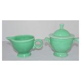 Vintage Fiesta cream & sugar, green