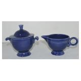 Vintage Fiesta cream & sugar, cobalt