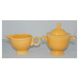 Vintage Fiesta cream & sugar, yellow