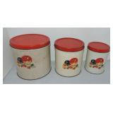 Vintage Fiesta metal go alon 3 pc canister set