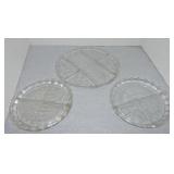 Lot of 3 glass divided relish trays