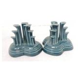 Fiesta Post 86 pair of pyramid candle holders,
