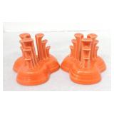 Fiesta Post 86 pair of pyramid candle holders,