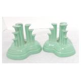 Fiesta Post 86 pair of pyramid candle holders,