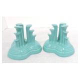 Fiesta Post 86 pair of pyramid candle holders,