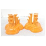 Fiesta Post 86 pair of pyramid candle holders,