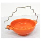 Vintage Fiesta cream soup, red with chrome handle