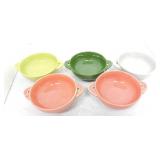 Vintage Fiesta cream soup group, 5 - 50's colors