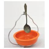 Vintage Fiesta 4 3/4' fruit bowl, red with chrome