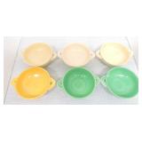 Vintage Fiesta cream soup group, 6 mixed