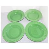 Vintage Fiesta deep plate group, 4 medium green