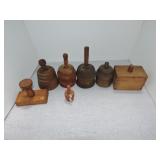Wood primitive lot of 7 butter molds & prints