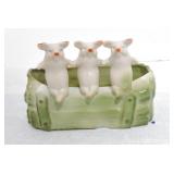 German porcelain pink pig with water trough