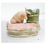 Majolica pig match holder