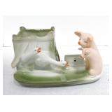 German porcelain pink pig with geese