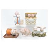 German bisque lot of 5 pink pigs