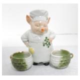 German porcelain pink pig condiment