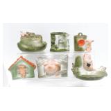 German porcelain lot of 6 pink pigs