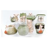 German porcelain lot of 7 pink pigs