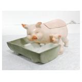 German porcelain pink pig condiment