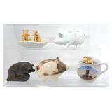 Porcelain, pottery, and cast iron lot of 5 pigs