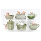 German porcelain lot of 6 pink pigs