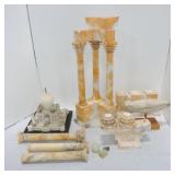 Lot of assorted marble and alabaster pieces, AS IS