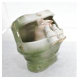 German porcelain pink pig with binoculars