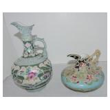 Nippon (unmarked) lot of 2 Moriage ewers