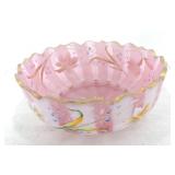 Cranberry opalescent floral enameled