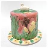Majolica style cheese keeper