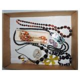 Tray of jewelry including Bakelite