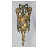 Carved wooden crest, needs repair, 28'x11 1/2'