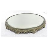 Beveled mirror plateau, silver mounted, 12'