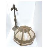 Panel glass table lamp, 1 broken panel,