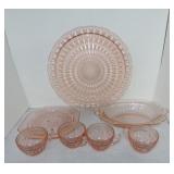 Pink depression glass lot of 7 pieces