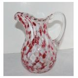 Cranberry spatter hand blown 7 1/2' pitcher