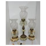 Three piece lamp set with prisms