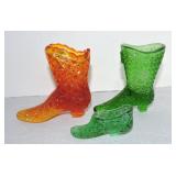 Glass shoe lot of 3