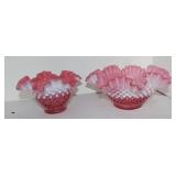 Fenton cranberry opalescent hobnail lot of