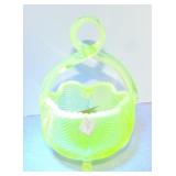 Fenton topaz vaseline uranium glass basket 8'