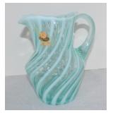 Fenton aqua opalescent swirl 8' pitcher